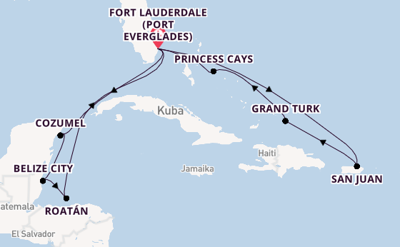 Karibik ab Fort Lauderdale (Port Everglades), USA auf der Sun Princess