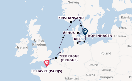 Noorwegen vanaf Le Havre (Parijs), Frankrijk met de Vista