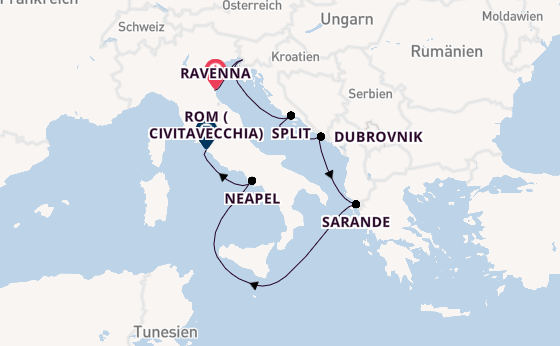 Mittelmeer ab Ravenna, Italien auf der Brilliance of the Seas