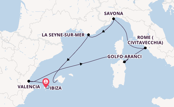 Western Mediterranean from Ibiza, Spain with the Costa Pacifica