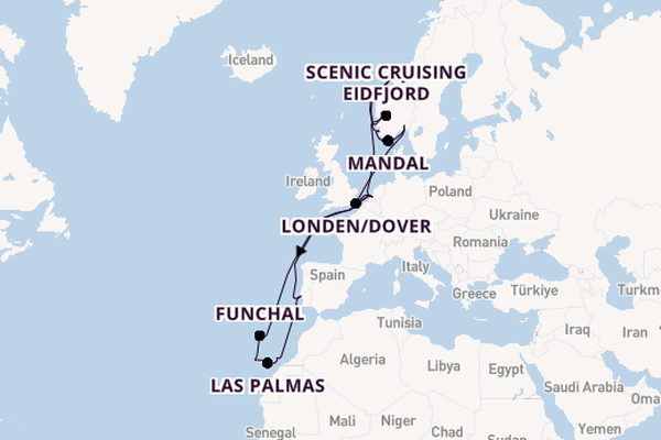 Noorwegen vanaf Rotterdam, Nederland met de Nieuw Statendam