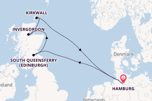 Schotland vanaf Hamburg, Duitsland met de Costa Favolosa