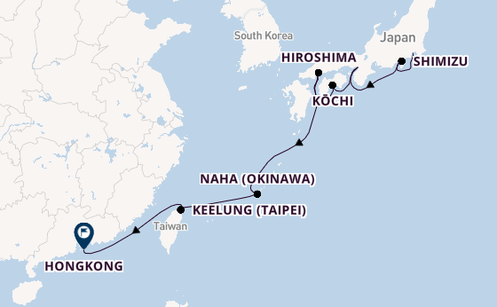 Japan vanaf Tokio, Japan met de Norwegian Jade
