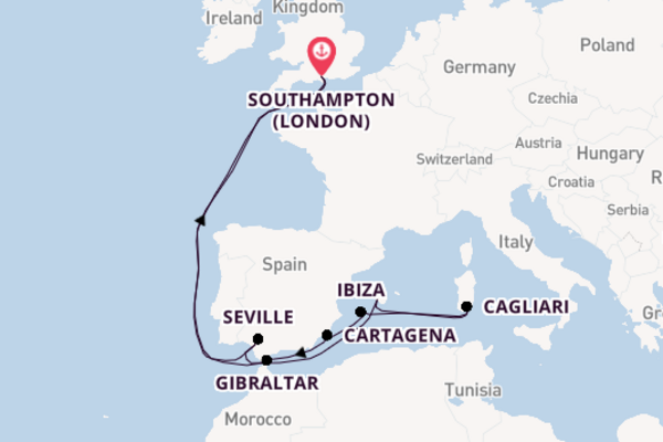 Western Mediterranean from Southampton (London), England, United Kingdom with the Britannia 