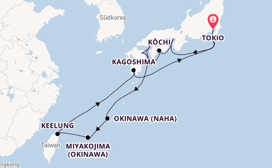 Japan ab Deutschland auf der MSC Bellissima