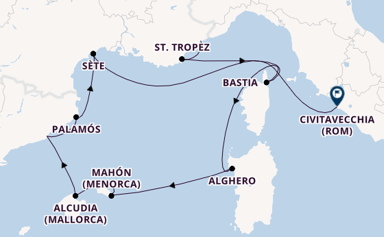 Westliches Mittelmeer ab Nizza, Frankreich auf der Silver Shadow