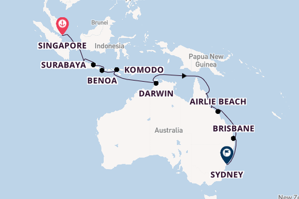 Australië vanaf Singapore, Singapore met de Seven Seas Navigator