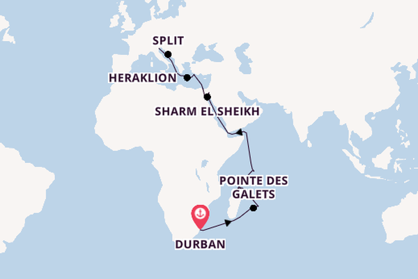 Indischer Ozean ab Durban, Südafrika auf der MSC Armonia 