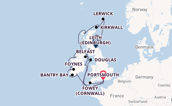 British Isles from Portsmouth, England, United Kingdom with the Azamara Quest