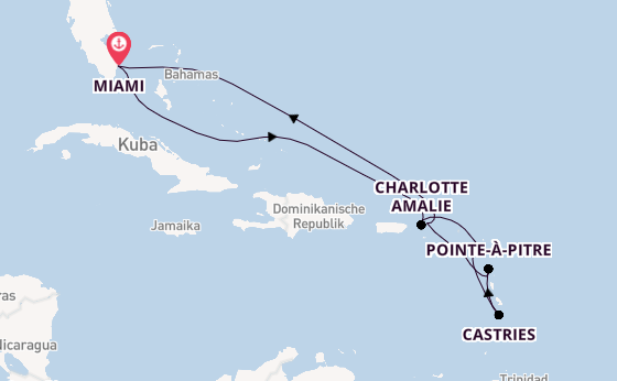 Karibik ab Miami auf der Seven Seas Prestige