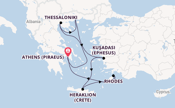 Eastern Mediterranean from Athens (Piraeus), Greece with the Celebrity Infinity
