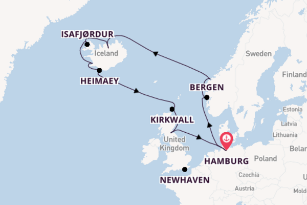 Arctica vanaf Hamburg, Duitsland met de MS EUROPA 2