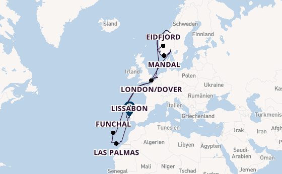 Norwegen ab Rotterdam, Niederlande auf der Nieuw Statendam
