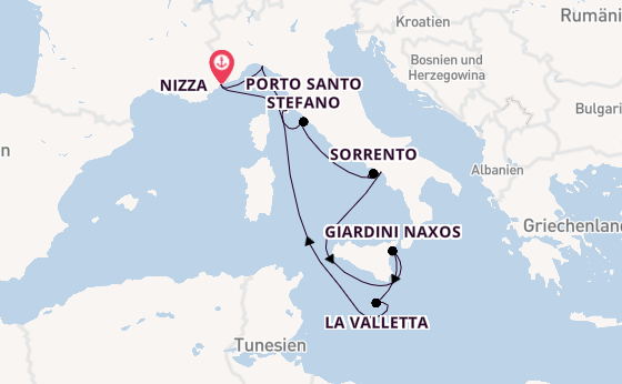 Westliches Mittelmeer ab Nizza, Frankreich auf der Silver Shadow