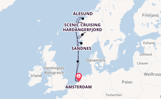 Norwegen ab Amsterdam, Niederlande auf der Zuiderdam