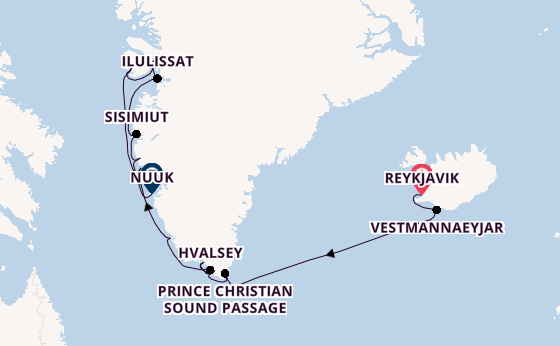 Arctic Ocean from Reykjavik, Iceland with the Silver Wind
