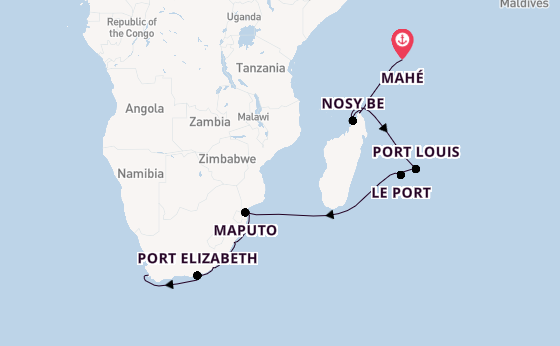 Afrika vanaf Mahé, Seychellen met AIDAblu