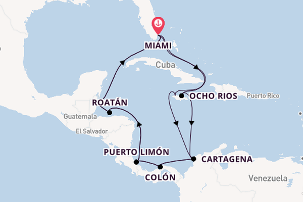 Midden-Amerika vanaf Miami, Verenigde Staten met de MSC Poesia