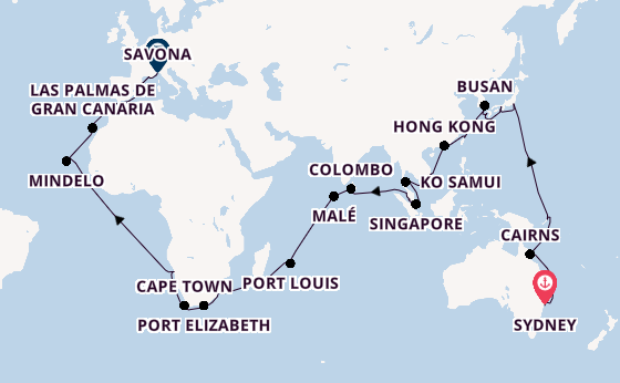 Southeast Asia from Sydney, Australia with the Costa Deliziosa