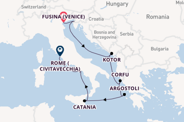 11 day voyage from Fusina (Venice) to Rome (Civitavecchia)