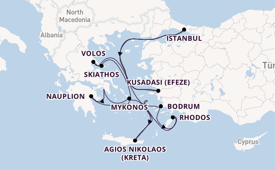 Oostelijke Middellandse Zee vanaf Athene (Piraeus), Griekenland met de EXPLORA II
