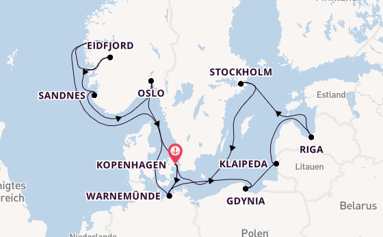 Norwegen ab Kopenhagen, Dänemark auf der MSC Magnifica