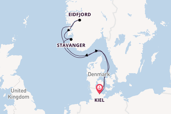 Noorwegen vanaf Kiel, Duitsland met AIDAbella