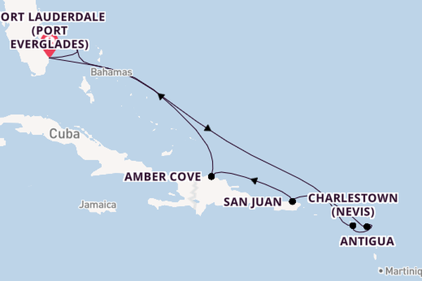 Caribbean from Fort Lauderdale (Port Everglades), Florida, USA with the Enchanted Princess