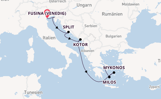 Östliches Mittelmeer ab Fusina (Venedig) auf der EXPLORA II