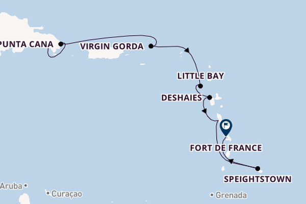 Caribbean vanaf La Romana, Dominicaanse Republiek met de Le Champlain