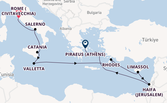 Mediterranean from Rome (Civitavecchia), Italy with the Seven Seas Voyager