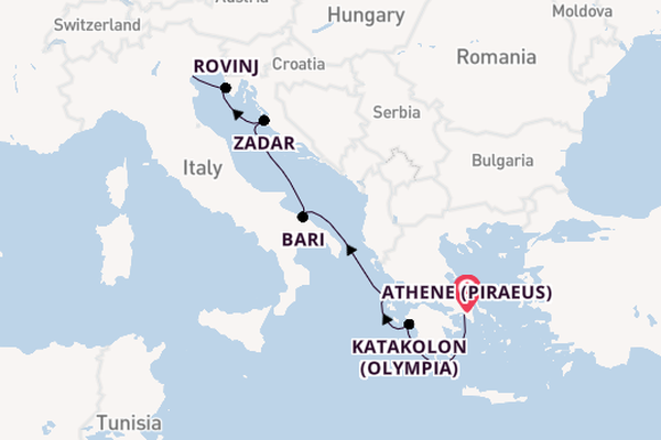 Middellandse Zee vanaf Athene (Piraeus), Griekenland met de EXPLORA I