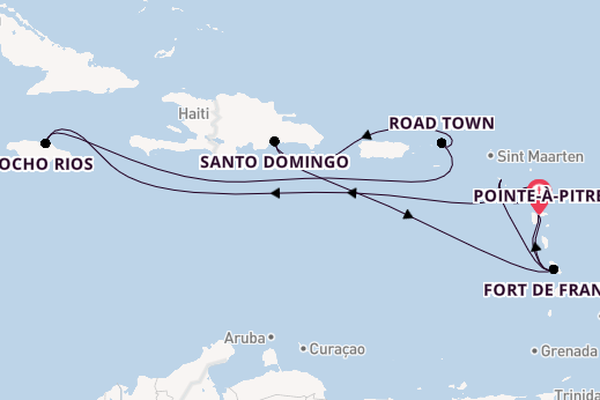 Caribbean vanaf Pointe-à-Pitre, Guadeloupe met de Costa Favolosa