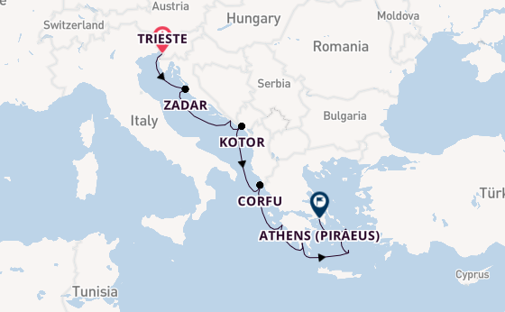 Eastern Mediterranean from Trieste, Italy with the Allura