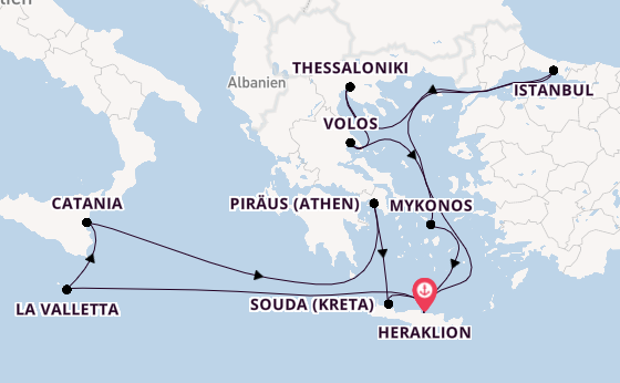 Mittelmeer ab Heraklion, Griechenland auf der Mein Schiff 5