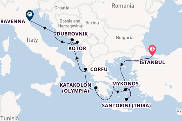 Eastern Mediterranean from Istanbul, Turkey with the Norwegian Viva