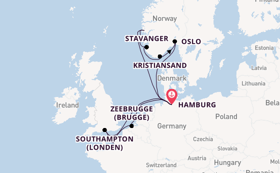 Noorwegen vanaf Hamburg, Duitsland met AIDAnova