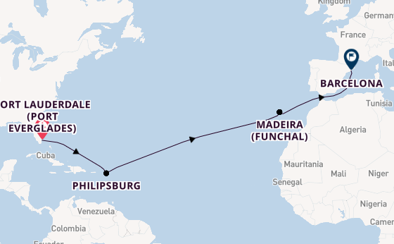 Transatlantic from Fort Lauderdale (Port Everglades), Florida, USA with the Viking Mars