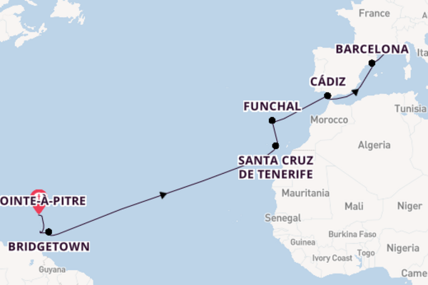 Zuidelijke Caraïben vanaf Pointe-à-Pitre, Guadeloupe met de Costa Fortuna