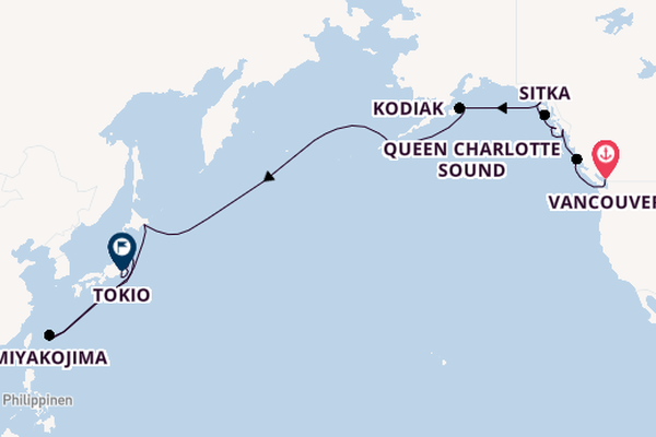 Transpazifik ab Vancouver, Kanada auf der Seabourn Encore