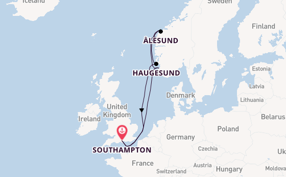 Norway from Southampton, England with the Arvia