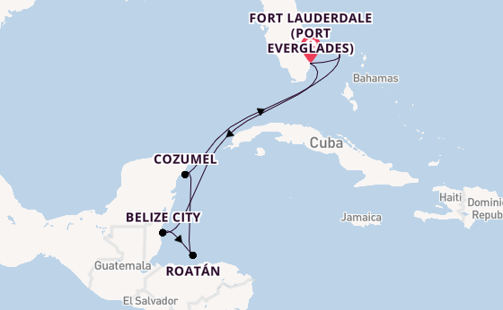 Caribbean from Fort Lauderdale (Port Everglades), Florida, USA with the Sun Princess