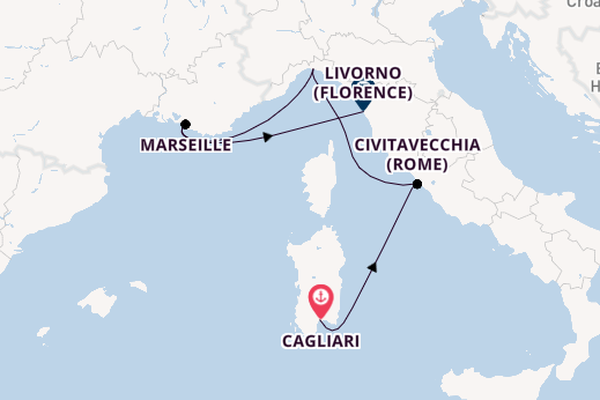 Westelijke Middellandse Zee vanaf Cagliari, Sardinië met de MSC Orchestra