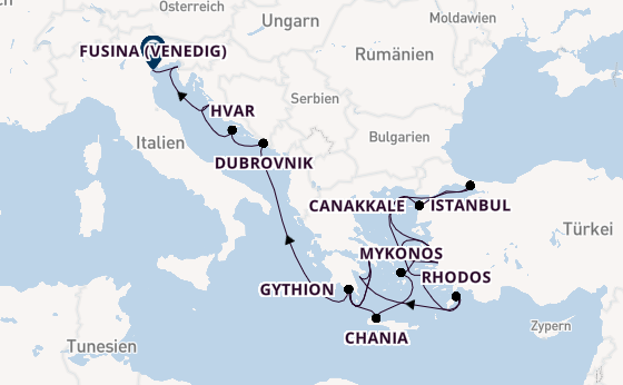 Östliches Mittelmeer ab Piräus (Athen), Griechenland auf der Seabourn Quest