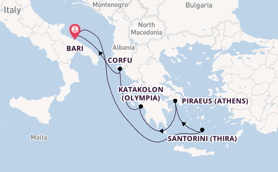 Mediterranean from Bari, Italy with the MSC Orchestra 