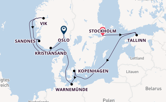 Norwegen ab Stockholm, Schweden auf der MSC Splendida