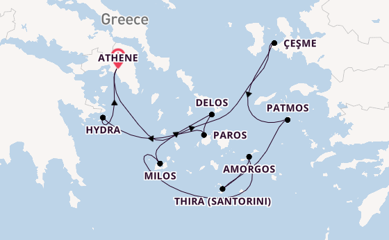 Oostelijke Middellandse Zee vanaf Athene met de Le Bougainville