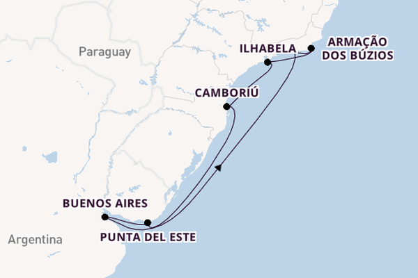 Brazilië vanaf Rio de Janeiro, Brazilië met de MSC Splendida