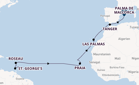 Südliche Karibik ab Bridgetown, Barbados auf der Mein Schiff 3