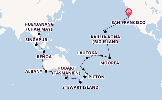 Transpazifik ab San Francisco, USA auf der Azamara Quest